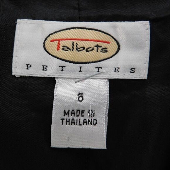 Talbots Womens Houndstooth Blazer Double Breasted Black White Wool Petite 6 6P - Picture 3 of 6
